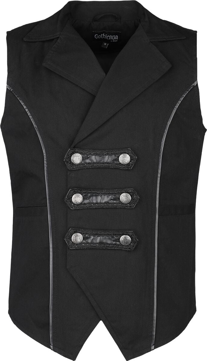 4064854873209 - Vest with Faux Leather Straps Weste schwarz in S