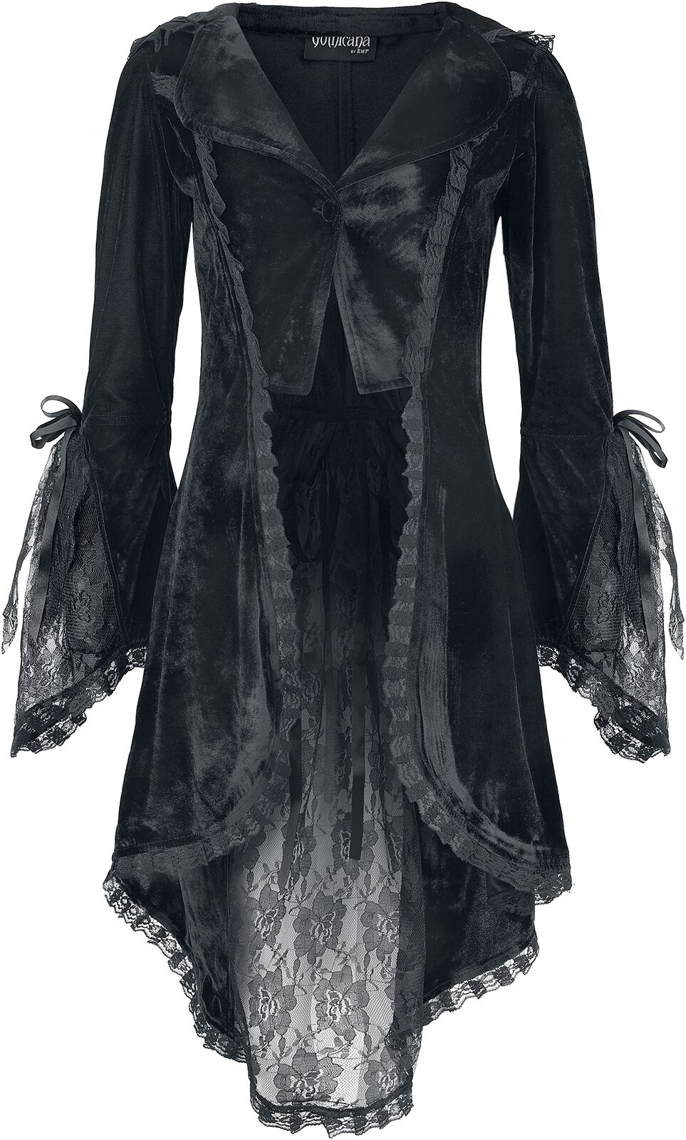 4064854873674 - Velvet Cardigan with Lace Details Cardigan schwarz in L 4064854873674 - Velvet Cardigan with Lace Details Cardigan schwarz in L