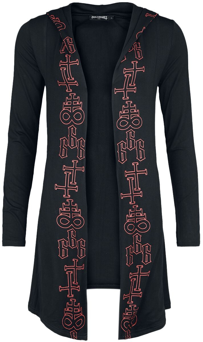 4064854873711 - Cardigan with printed Symbols and large Backprint Cardigan schwarz in M