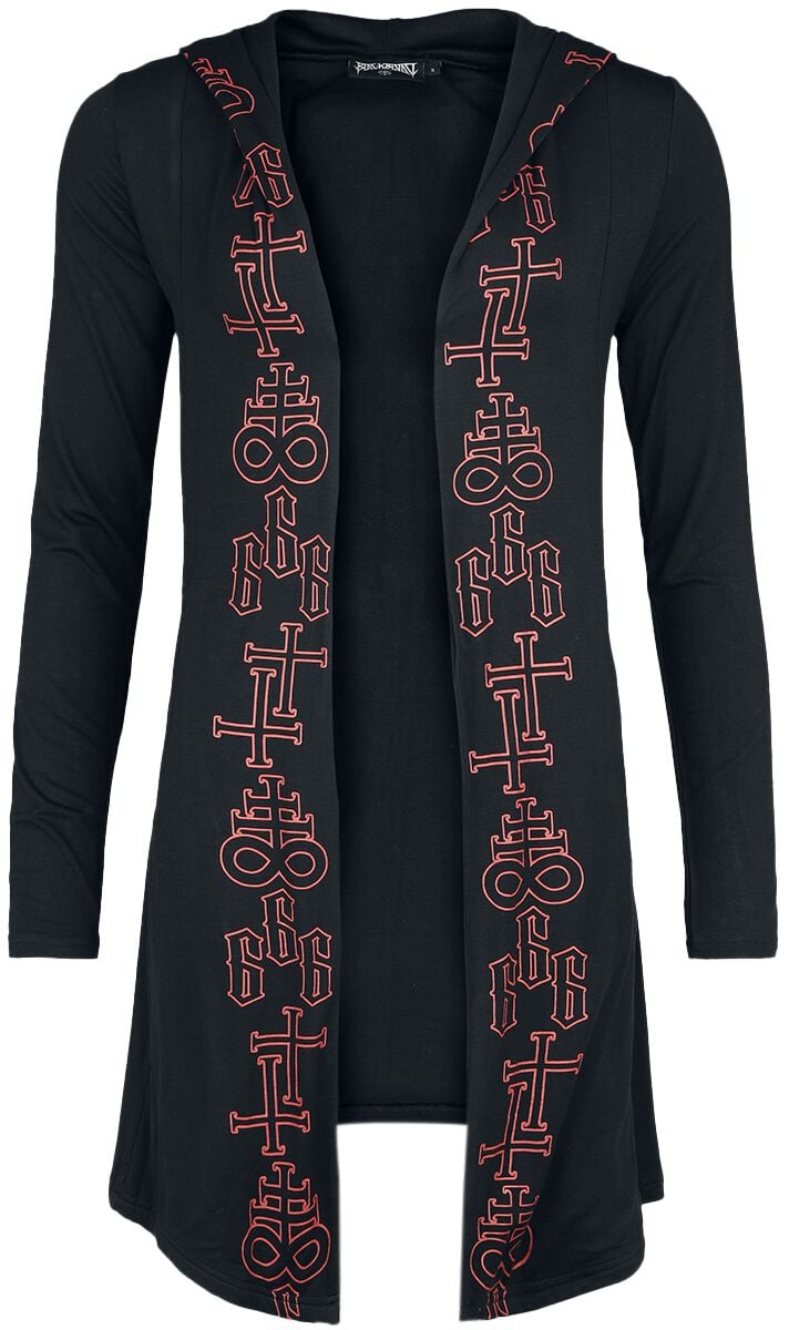 4064854873742 - Cardigan with printed Symbols and large Backprint Cardigan schwarz in XXL 4064854873742 - Cardigan with printed Symbols and large Backprint Cardigan schwarz in XXL
