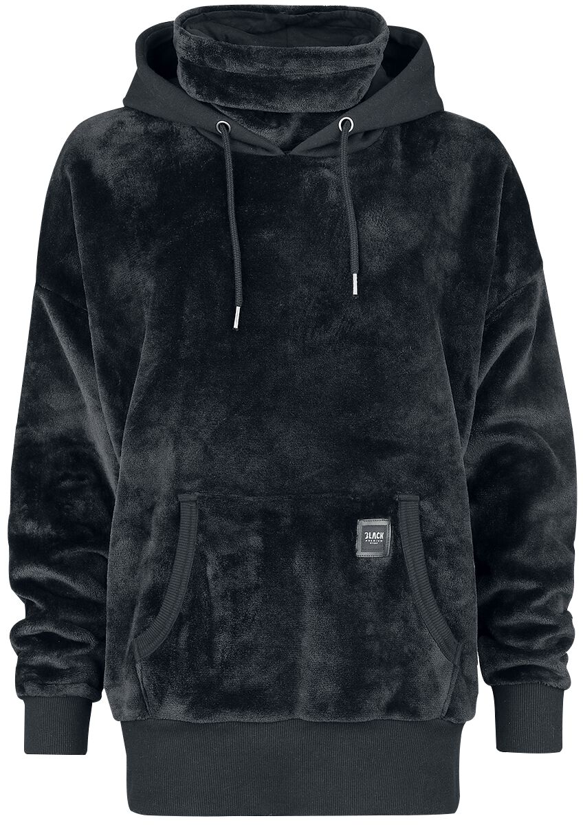 4064854880887 - Fluffy Hoody with High Collar Kapuzenpullover schwarz in XL
