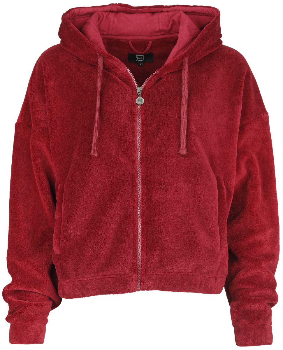 4064854880955 - Fluffy Hoodie Jacket Kapuzenjacke rot in S