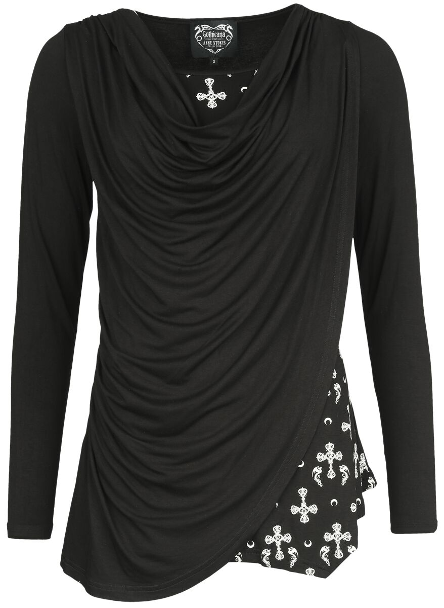 4064854916418 - Gothicana X Anne Stokes Longsleeve Langarmshirt schwarz in S