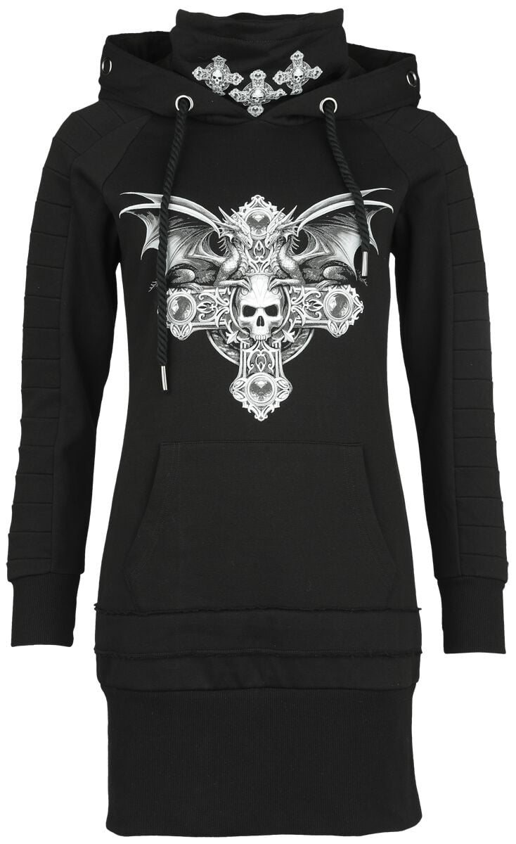 4064854916708 - Gothicana X Anne Stokes Hoody Dress Kurzes Kleid schwarz in M