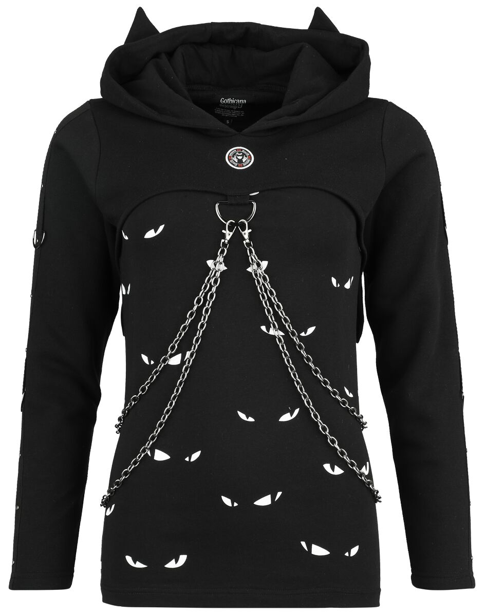 4064854918030 - Gothicana X Emily The Strange 2in1 Hoody and Top Kapuzenpullover schwarz in S