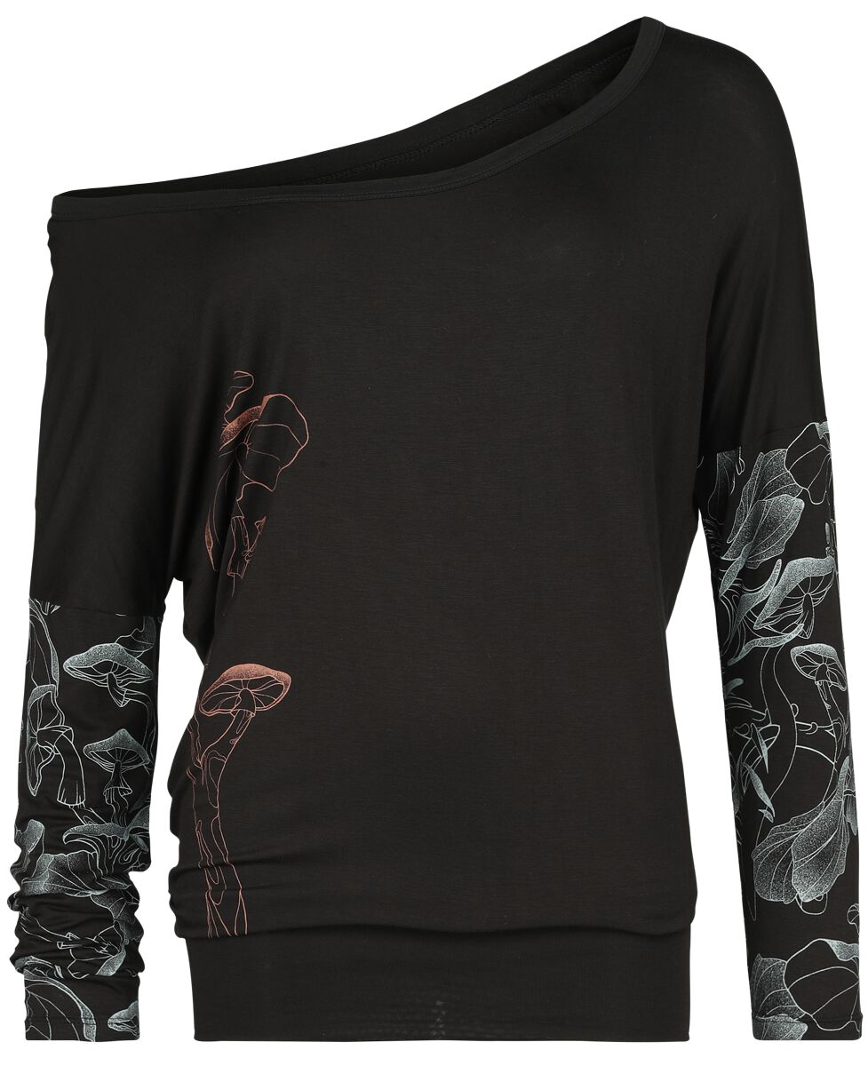 4064854918771 - Longsleeve with Mushrooms Langarmshirt schwarz in L