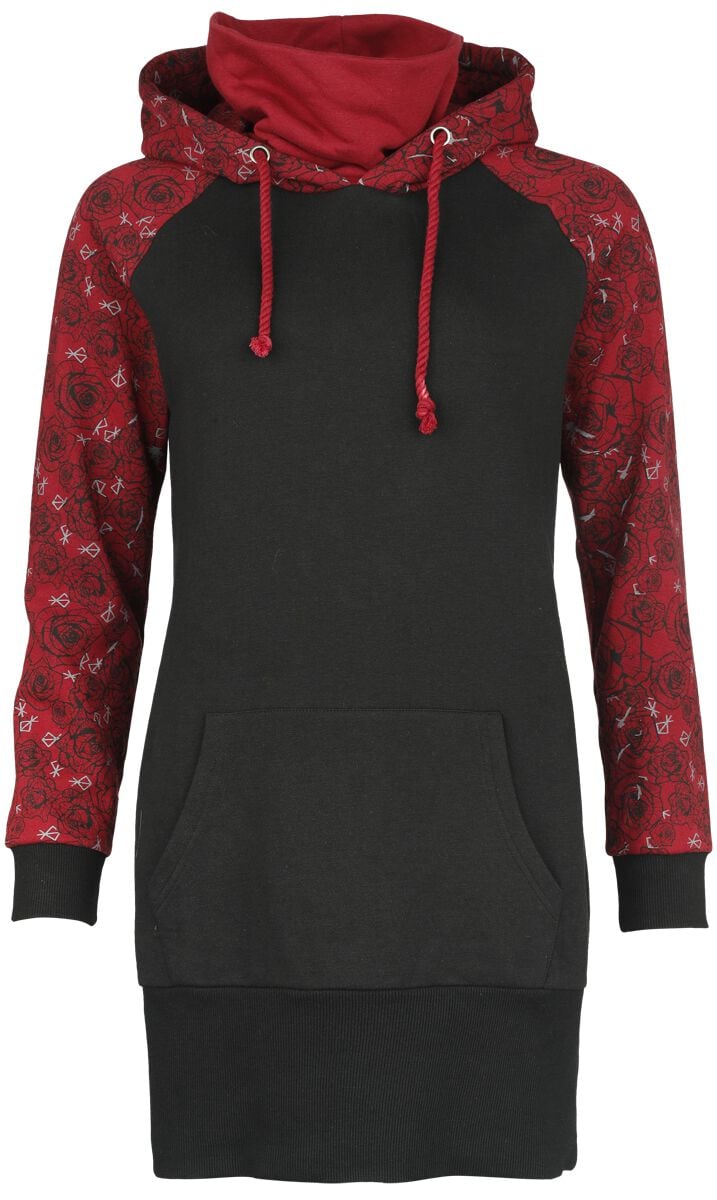 4064854921566 - Hoddie Dress with Roses and Skull Kurzes Kleid schwarz rot in M