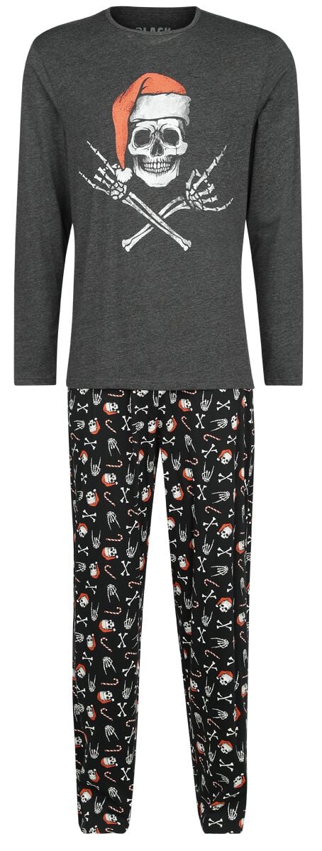 4064854922884 - Pyjama with Christmas Skull Print Schlafanzug grau in L