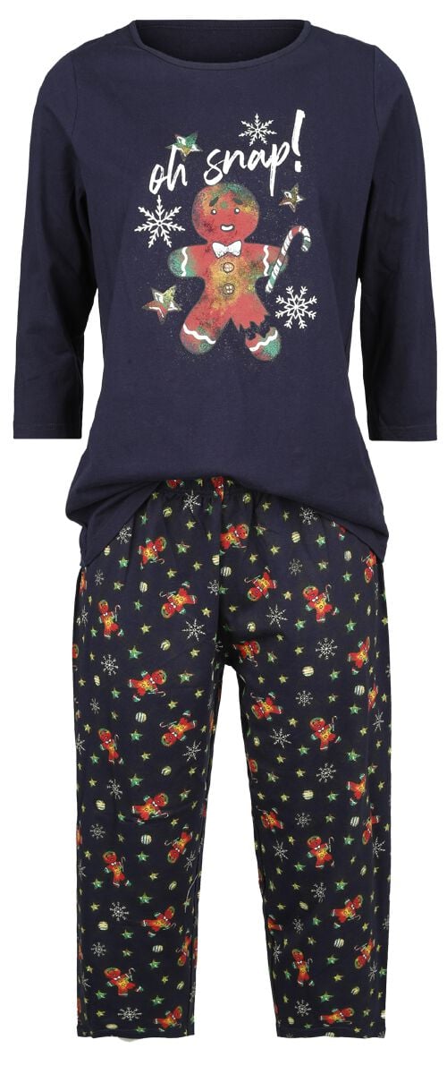 4064854926837 - Pyjama with Gingerbread Man Print Schlafanzug blau in S