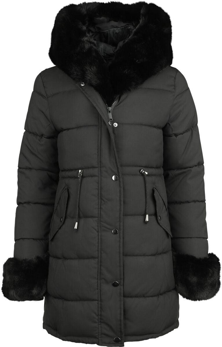 4064854927285 - Fur Trim Padded Hooded Coat Mantel schwarz in XL 4064854927285 - Fur Trim Padded Hooded Coat Mantel schwarz in XL