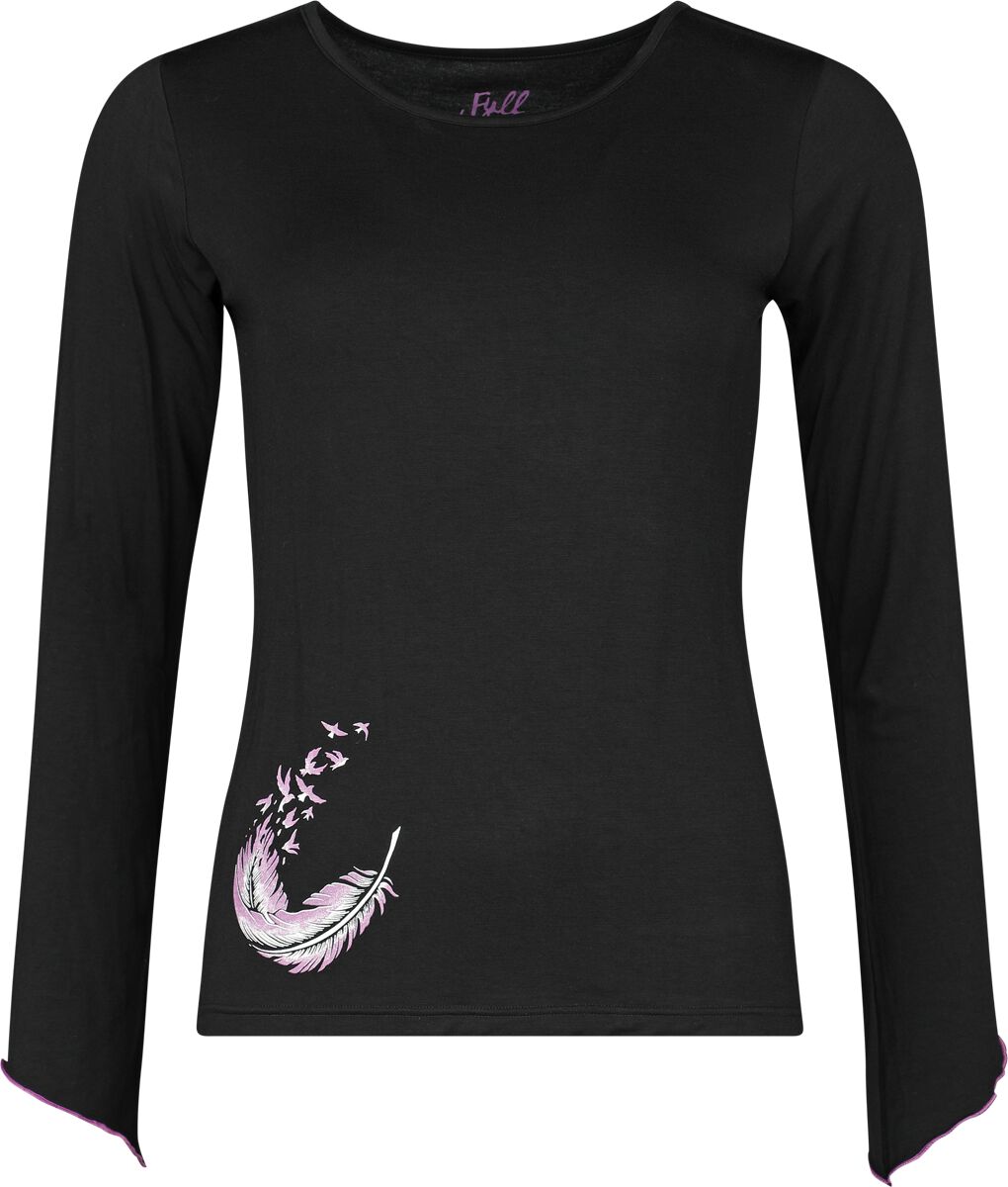 4064854982185 - Longsleeve With Wing And Feather Print Langarmshirt schwarz in XXL