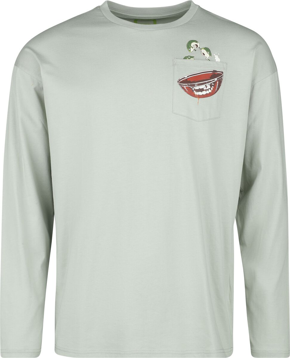 4064854985087 - Longsleeve With Frontpocket And Small Print Langarmshirt hellgrün in XL