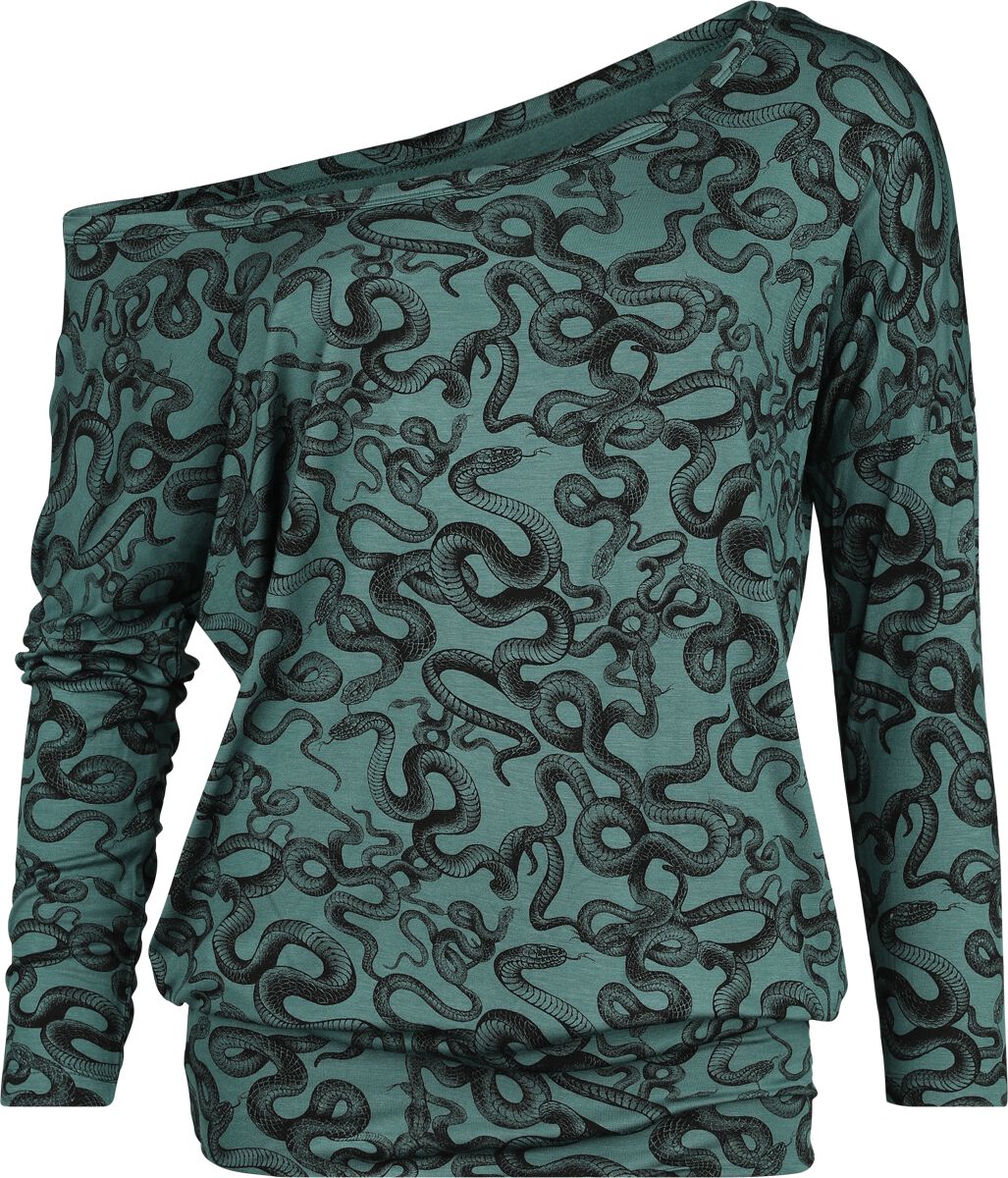 4064854985865 - Longsleeve with Snake Print Langarmshirt grün in XL