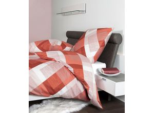 4065334000733 - Bettwäsche JANINE moments 98067 Gr B L 155 cm x 220 cm (1 St) B L 80 cm x 80 cm (1 St) Mako-Satin orange (koralle brandy) Bettwäsche 155x220 cm mit Reißverschluss