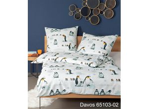 4065334017182 - Bettwäsche JANINE DAVOS 65103 Gr B L 155 cm x 220 cm (1 St) B L 80 cm x 80 cm (1 St) Feinbiber blau (eisblau) Bettwäsche 155x220 cm mit Reißverschluss