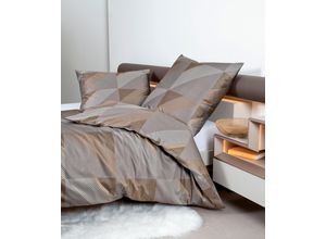 4065334018622 - Bettwäsche JANINE J D87065 06 Gr B L 155 cm x 200 cm (1 St) B L 80 cm x 80 cm (1 St) Mako-Satin grau (taupe) Bettwäsche 155x200 cm mit Reißverschluss 100% Baumwolle