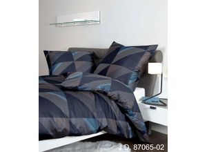 4065334018653 - Bettwäsche JANINE J D87065 06 Gr B L 200 cm x 200 cm (1 St) B L 80 cm x 80 cm & 80 cm x 80 cm (2 St) Mako-Satin blau (nachtschattenblau) Bettwäsche 200x200 cm mit Reißverschluss 100% Baumwolle