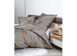 4065334018660 - Bettwäsche JANINE J D87065 06 Gr B L 200 cm x 200 cm (1 St) B L 80 cm x 80 cm & 80 cm x 80 cm (2 St) Mako-Satin grau (taupe) Bettwäsche 200x200 cm mit Reißverschluss 100% Baumwolle