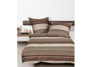 4065334060843 - Bettwäsche JANINE moments 98085 Gr B L 240 cm x 220 cm (1 St) B L 80 cm x 80 cm & 80 cm x 80 cm (2 St) Mako-Satin braun (caramel walnuss) Bettwäsche 240x220 cm mit Reißverschluss