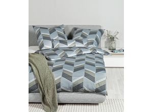 4065334070552 - Bettwäsche JANINE MILANO 45054 Gr B L 155 cm x 200 cm (1 St) B L 80 cm x 80 cm (1 St) Mako-Satin grau (opalgrau) Bettwäsche 155x200 cm mit Reißverschluss