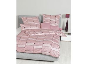 4065334070644 - Bettwäsche JANINE MILANO 45055 Gr B L 155 cm x 200 cm (1 St) B L 80 cm x 80 cm (1 St) Mako-Satin rosa (kameerosé) Bettwäsche 155x200 cm mit Reißverschluss