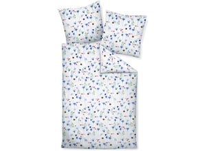 4065334105636 - Bettwäsche JANINE moments98104 02 * 155X22080x80 Gr B L 155 cm x 220 cm (1 St) B L 80 cm x 80 cm (1 St) Mako-Satin blau (kornblumenblau) mit Reißverschluss