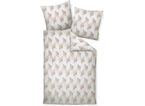 4065334124590 - Bettwäsche JANINE moments98111 05 240x220+2x80x80 Gr B L 155 cm x 220 cm (1 St) B L 80 cm x 80 cm (1 St) Mako-Satin beige (naturell) Bettwäsche 155x220 cm mit Reißverschluss