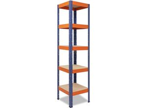 4065408003516 - Shelfplaza - profi 200x50x50cm Schwerlastregal blau-orange   Metallregal 5 Böden mit je 200kg Tragkraft als Kellerregal Garagenregal Werkstattregal