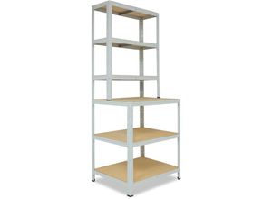 4065408004698 - Office 190x80x60cm Werkbank Regal Schwerlast lichtgrau 145kg Tragkraft   Schwerlast Steckregal mit 6 Böden   Schwerlastregal Metall Regalsystem als