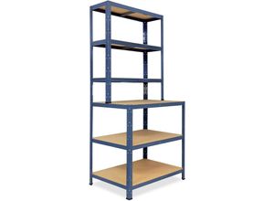 4065408004759 - Shelfplaza - home 190x80x60cm Werkbank Regal Schwerlast blau 145kg Tragkraft   Schwerlast Steckregal mit 6 Böden   Schwerlastregal Metall Regalsystem