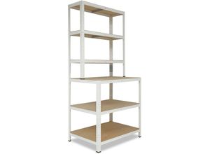 4065408004780 - Shelfplaza - home 190x80x60cm Werkbank Regal Schwerlast weiß 145kg Tragkraft   Schwerlast Steckregal mit 6 Böden   Schwerlastregal Metall Regalsystem