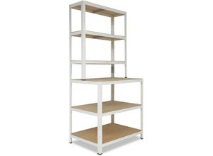 4065408004797 - Shelfplaza - home 190x90x60cm Werkbank Regal Schwerlast weiß 145kg Tragkraft   Schwerlast Steckregal mit 6 Böden   Schwerlastregal Metall Regalsystem