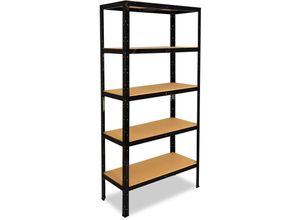 4065408006265 - Shelfplaza - black 230x120x23cm Schwerlastregal schwarz   Metallregal schwarz 5 Böden mit je 175kg Tragkraft   Steckregal als Lagerregal Büroregal &