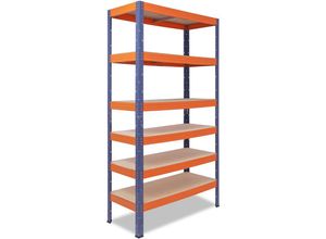 4065408006906 - Shelfplaza - profi 180x70x40cm Schwerlastregal blau-orange   Metallregal 6 Böden mit je 166kg Tragkraft als Kellerregal Garagenregal Werkstattregal