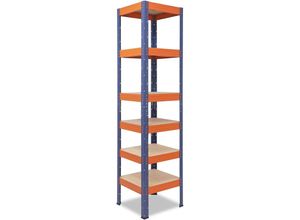 4065408009044 - Shelfplaza - profi 180x50x50cm Schwerlastregal blau-orange   Metallregal 6 Böden mit je 166kg Tragkraft als Kellerregal Garagenregal Werkstattregal