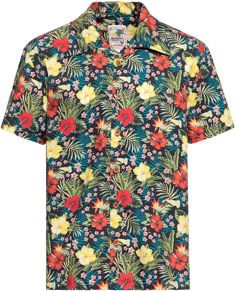 4065409148575 - Tropical Hawaiian Style Shirt Kurzarmhemd schwarz in M