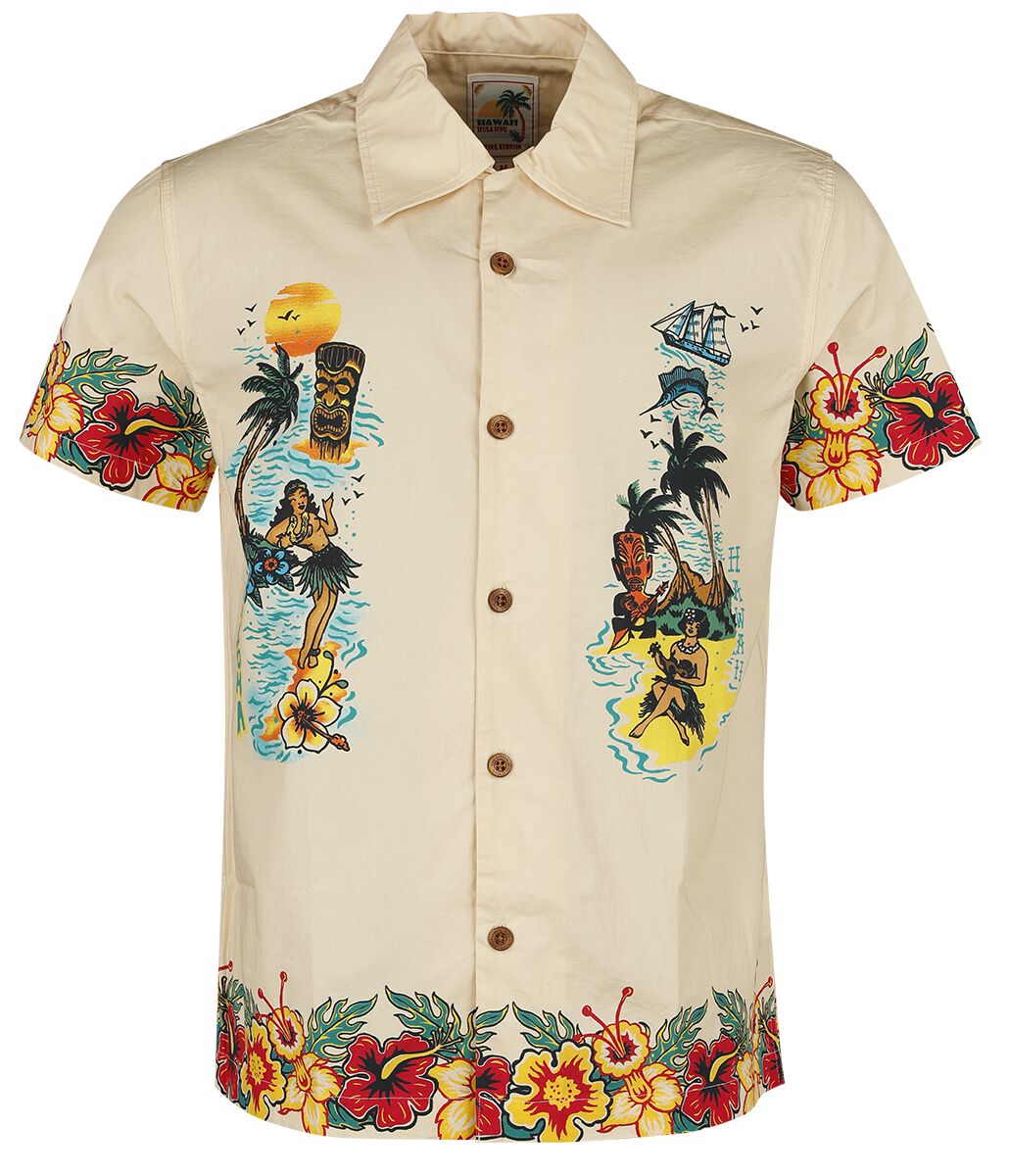 4065409149374 - Honolulu Tropical Hawaiian Style Shirt Kurzarmhemd natur in M