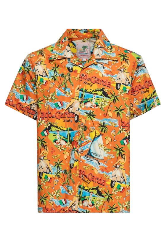 4065409233684 - Lake Garda Tropical Hawaiian Style Shirt Kurzarmhemd orange in M