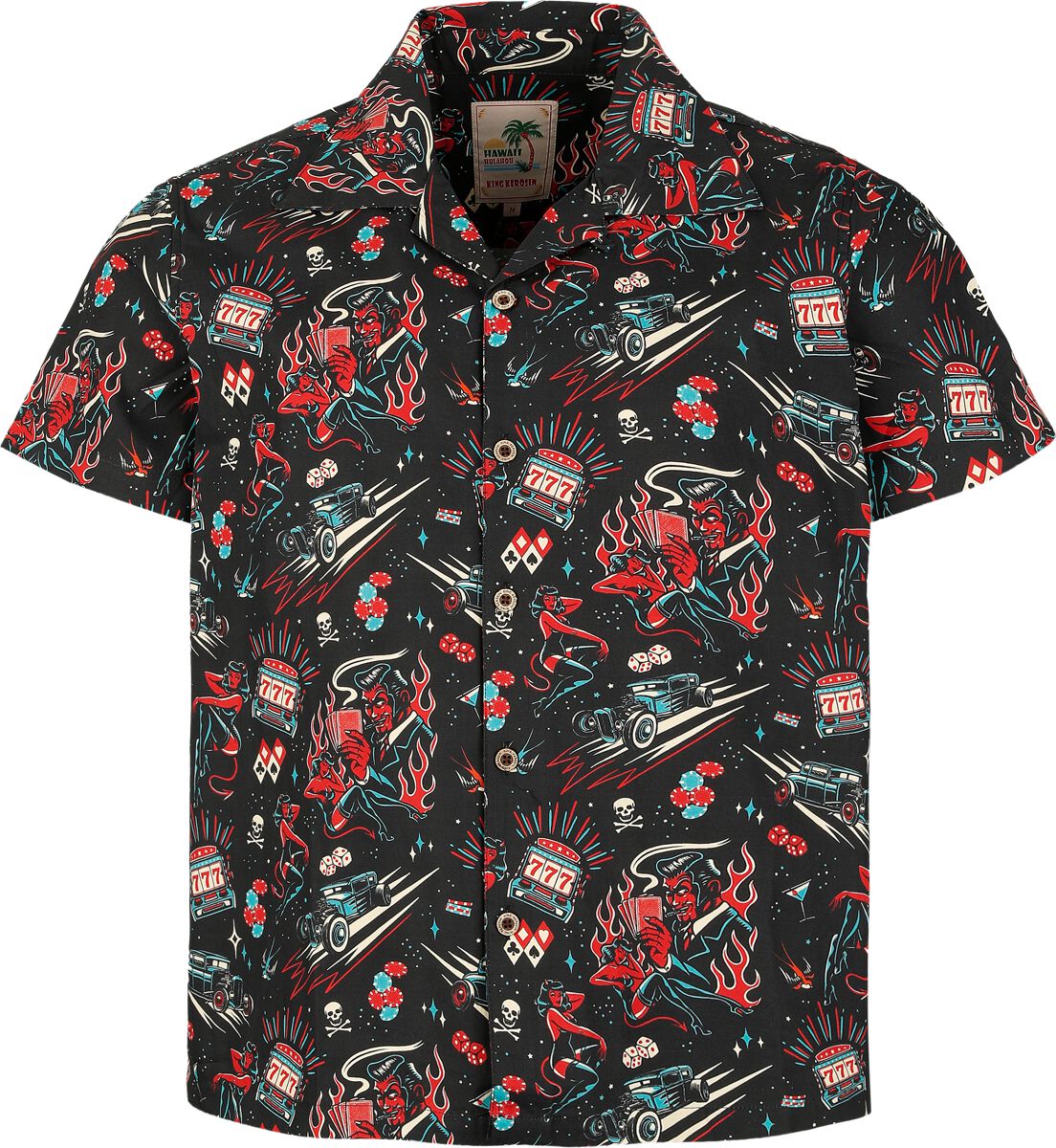4065409289728 - Rockabilly Devil Hawaii Shirt Kurzarmhemd schwarz in 5XL