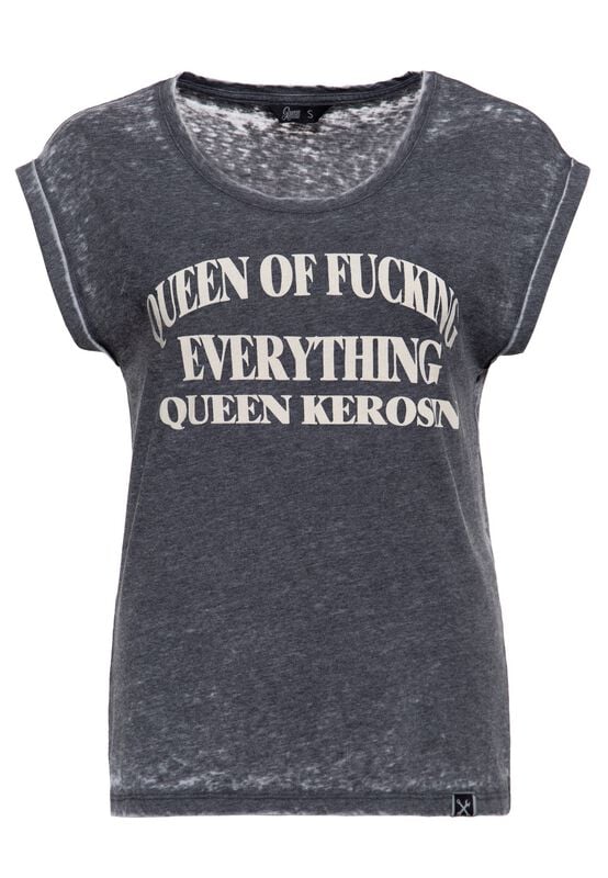 4065409295941 - Queen Of Everything Enzyme Wash T-Shirt T-Shirt grau in XS