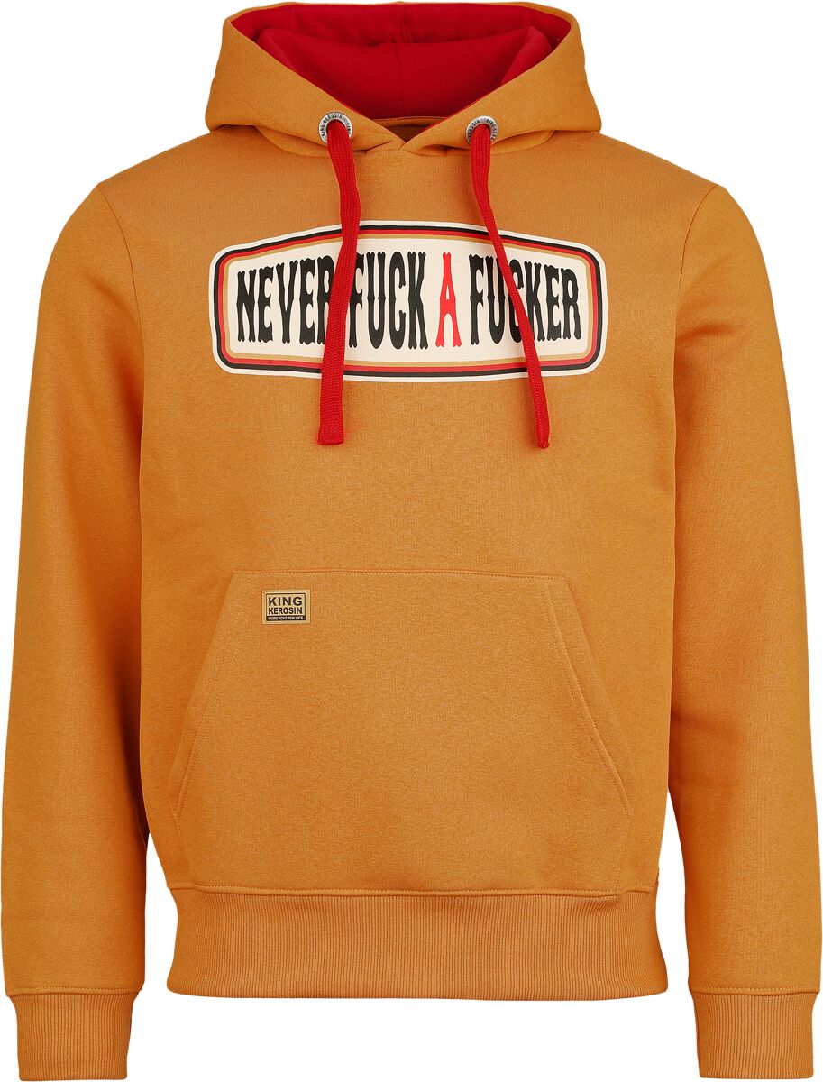 4065409300676 - Never Fuck A Fucker Hoodie Kapuzenpullover orange in S 4065409300676 - Never Fuck A Fucker Hoodie Kapuzenpullover orange in S