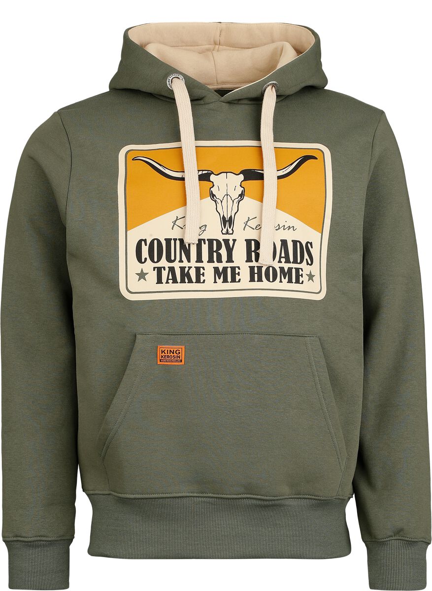 4065409301451 - Country Roads Hoodie Kapuzenpullover oliv in S