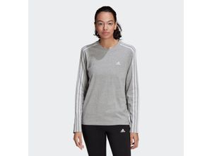 4065423749956 - adidas W 3 Stripes Long Sleeve Tee Damen (Grau XL ) Lifestylebekleidung