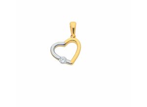 4065633210659 - Ketten-Anhänger ADELIA´S Damen Goldschmuck 585 Gold Anhänger Herz mit Zirkonia Schmuckanhänger Gr Gelbgold 585 goldfarben (gold) Damen Anhänger mit Zirkonia Goldschmuck für