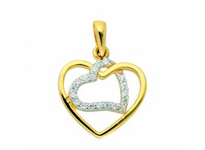 4065633210697 - Ketten-Anhänger ADELIA´S Damen Goldschmuck 585 Gold Anhänger Herz mit Zirkonia Schmuckanhänger Gr Gelbgold 585 goldfarben (gold) Damen Anhänger mit Zirkonia Goldschmuck für