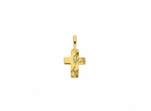 4065633255322 - Kette ohne Anhänger ADELIA´S 585 Gold Kreuz mit Zirkonia Halsketten Gr Gelbgold 585 goldfarben (gold) Damen Ketten ohne Anhänger Schmuckset - Set mit Halskette