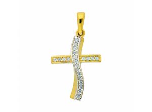 4065633257845 - Kette ohne Anhänger ADELIA´S 333 Gold Kreuz mit Zirkonia Halsketten goldfarben (gold) Damen Ketten ohne Anhänger Schmuckset - Set mit Halskette