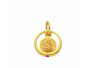 4065633259283 - Kette mit Anhänger ADELIA´S 333 Gold Taufring Rubin Ø 101 mm Halsketten Gr Gelbgold 333 rot Damen Ketten mit Anhänger Schmuckset - Set Halskette