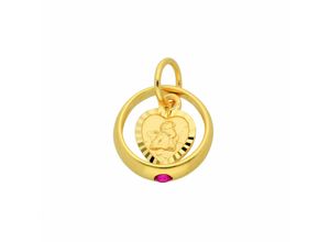 4065633259290 - Kette mit Anhänger ADELIA´S 333 Gold Taufring Rubin Ø 106 mm Halsketten Gr Gelbgold 333 rot Damen Ketten mit Anhänger Schmuckset - Set Halskette