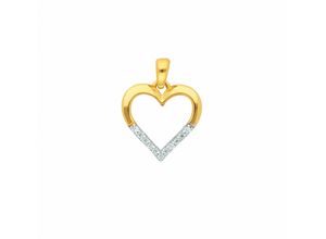 4065633590447 - Ketten-Anhänger ADELIA´S 333 Gold Anhänger Herz mit Zirkonia Schmuckanhänger Gr Weißgold 333 goldfarben (gold) Damen Anhänger mit Zirkonia Goldschmuck für